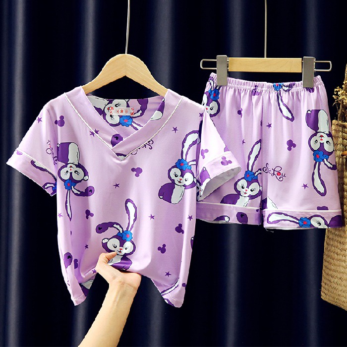 Bộ Đồ Ngủ Tay Ngắn Chất Liệu Cotton Dễ Thương Cho Bé