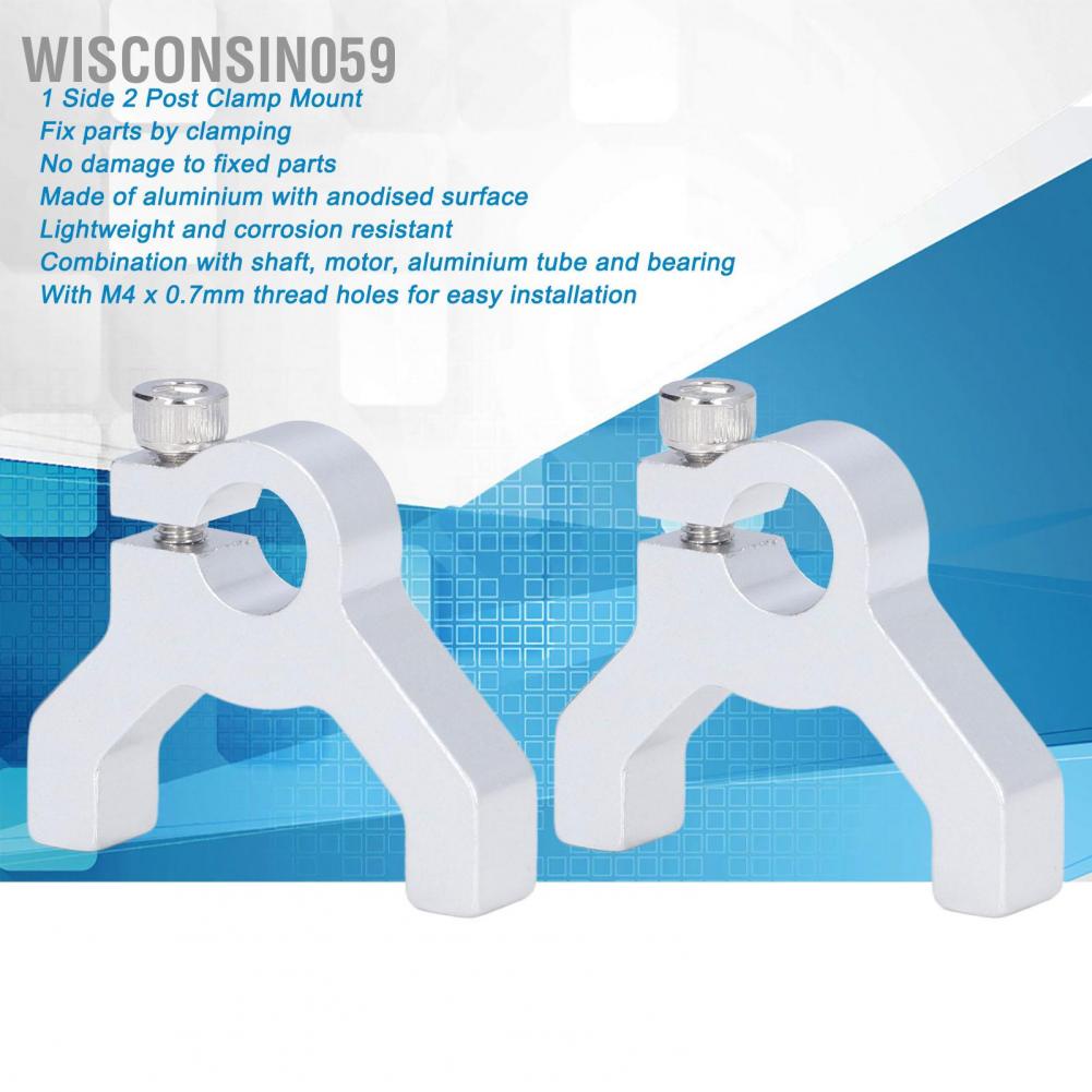 Wisconsin059 2PCS Clamping Support 1 Side 2 Post M4 Thread Aluminum Clamp Mount Robot Shaft Accessories