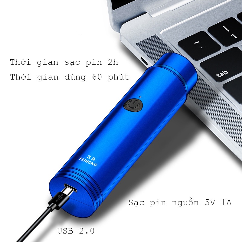 Máy cạo râu nam mini FEIHONG chính hãng, dao cạo râu điện sạc pin cầm tay nhỏ gọn có thể sạc lại usb tiện lợi