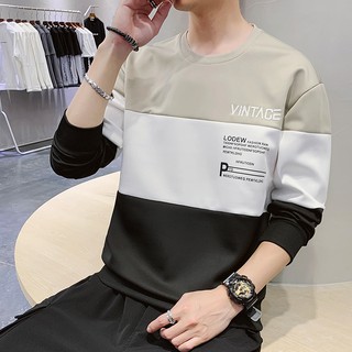 Áo Thun Nam Tay Dài Phối Màu Cá Tính Size M-4xl