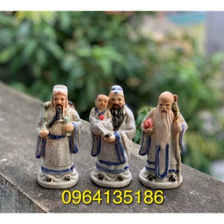 Tượng tam đa phúc lộc thọ h13 cm gốm sứ Bát Tràng