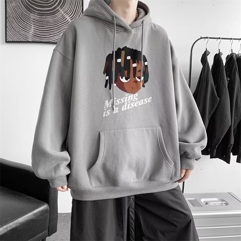 【M-5XL】Fashion Men's Japanese style Casual hoodie letter Printed Winter Sweatshirt Unisex high quality Large size loose Hood
