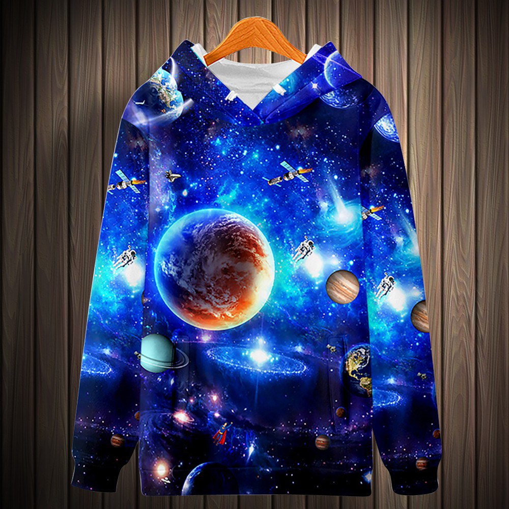 Áo Hoodies Nỉ Nam Nữ Phối Hoạ Tiết Không Gian Vũ Trụ New Trend 2023 ZENKODLMEN AO TOP NAM 90000144C