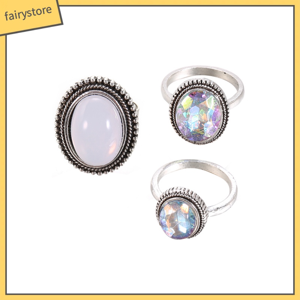 Set nhẫn đính đá nhân tạo thời trang nữ dễ thương