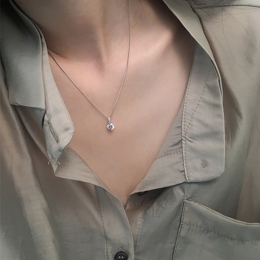 vòng cổ Nữ Mặt Tròn Mạ Zircon Aaa Đơn Giản Thanh Lịch