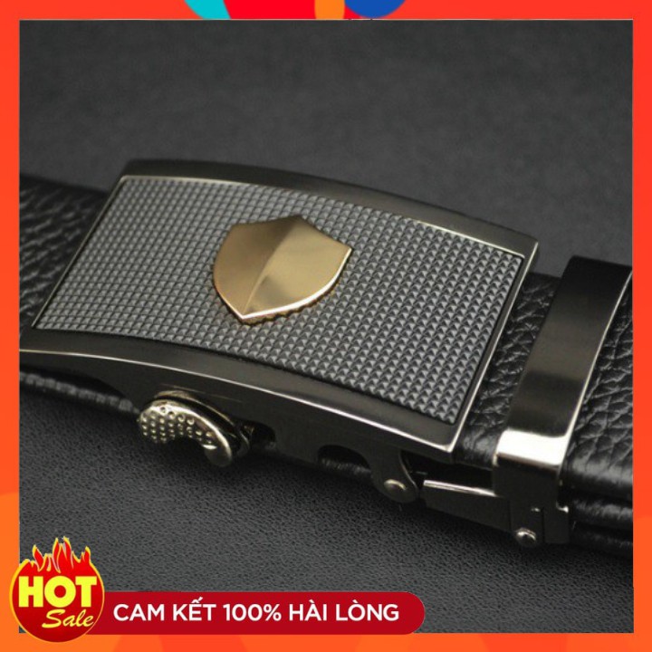 Thắt Lưng Dây Nịt Nam da Pu cao cấp Khóa Tự Động Mặt Lá Chắn