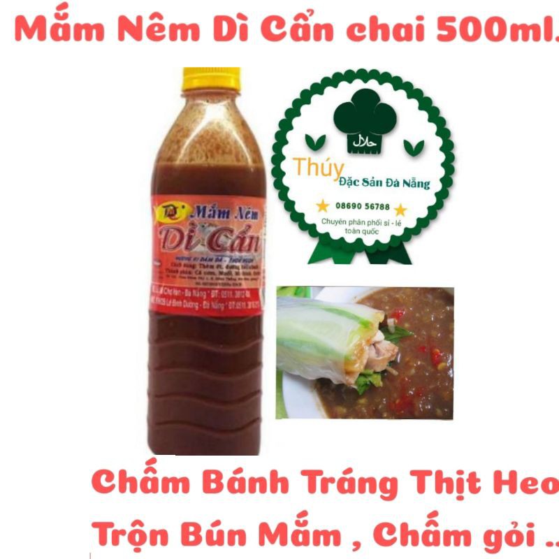 (đệ nhất mắm nêm) MẮM NÊM DÌ CẨN chai 500ml - đặc sản nổi tiếng Đà Nẵng ăn là nghiền