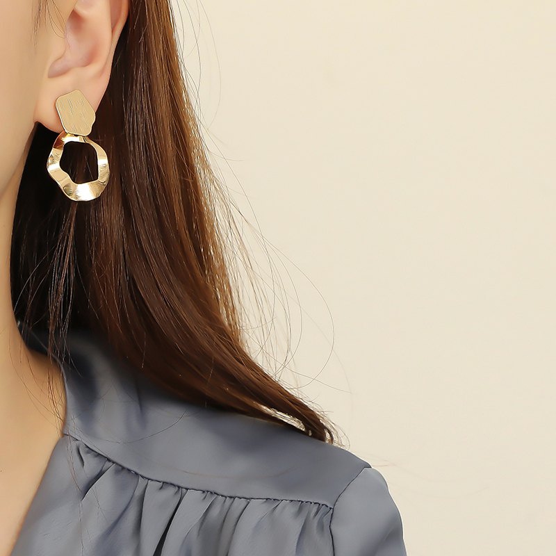 Khuyên tai kim loại phong cách Hàn Quốc retro thời trang