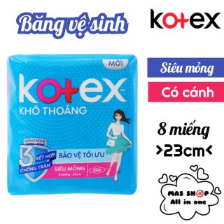 Băng vệ sinh KOTEX ✅siêu mỏng ✅có cánh (8 miếng x 23cm)