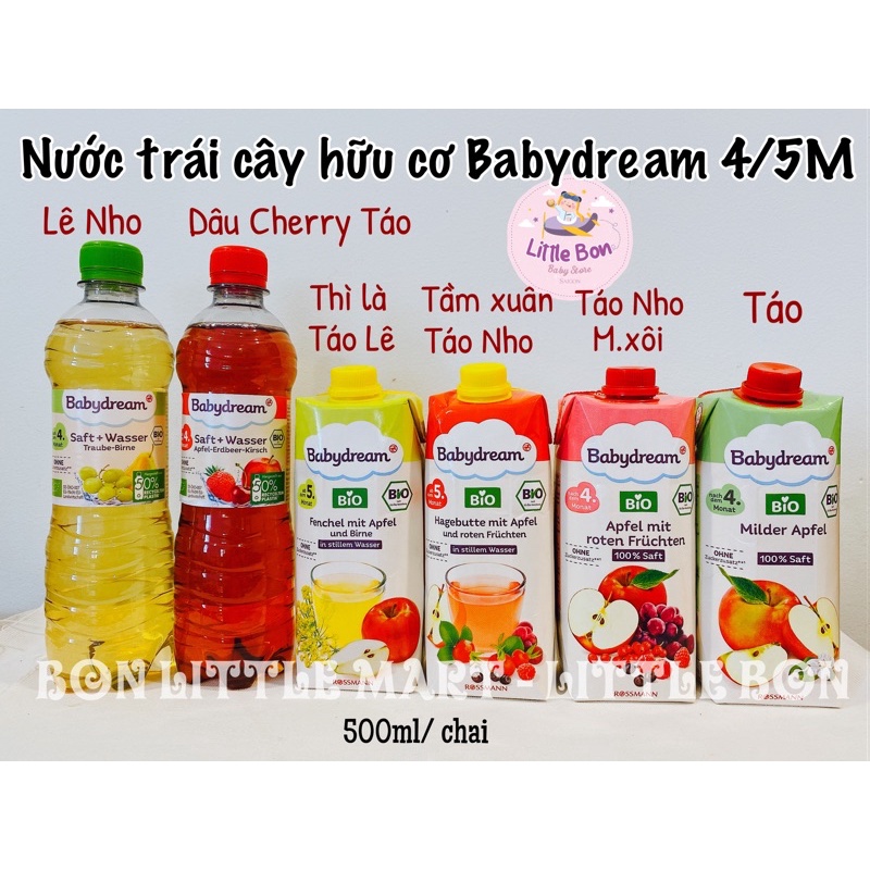 Nước ép trái cây hữu cơ Babydream Đức 4/5M (500ml)bay air_Date 05-09/2022