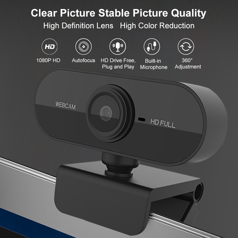 Webcam Hd 1080p Mini Kèm Micro Có Thể Xoay Tiện Dụng Cho Máy Tính