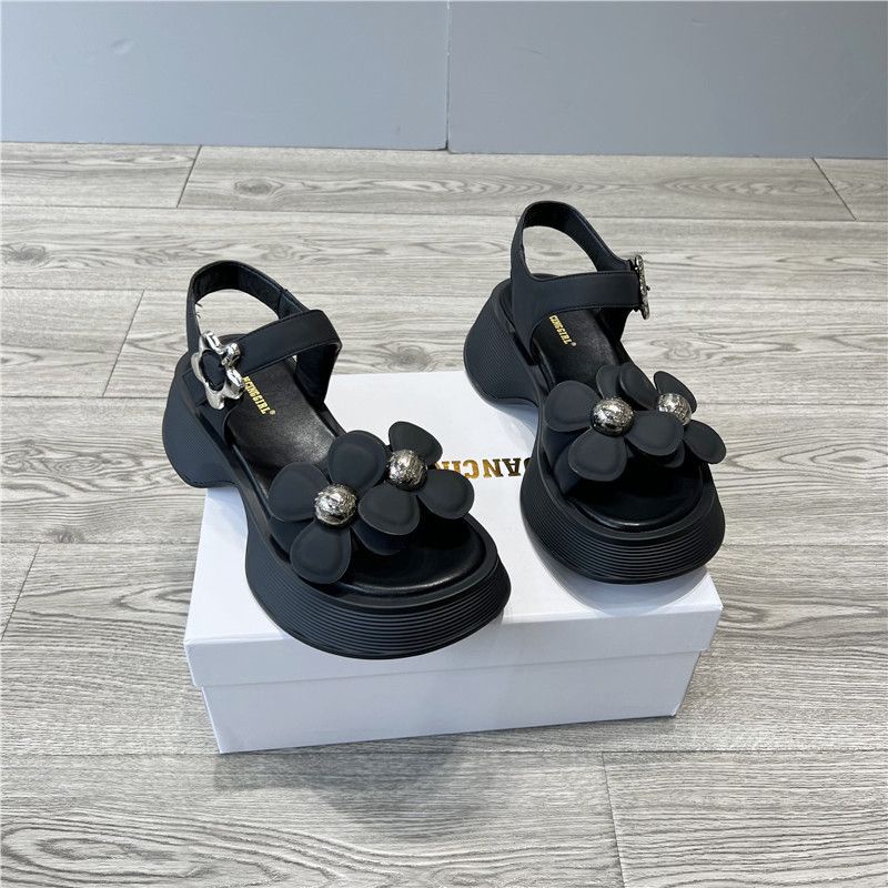 Giày Sandal Da Đế Xuồng Thời Trang Cho Nữ