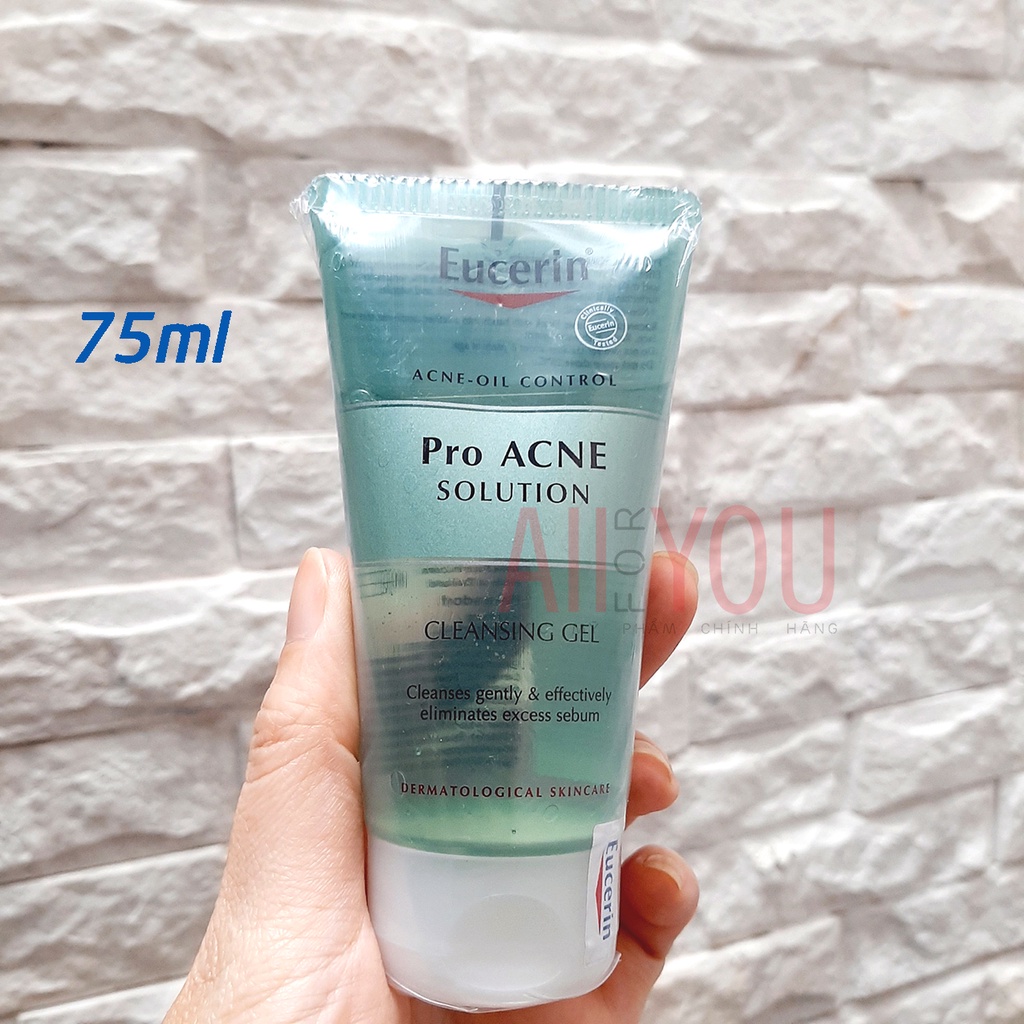 EUCERIN Pro Acne Solution Cleansing Gel 75mL & 200mL & 400mL - Gel Rửa Mặt Cho Da Dầu Mụn.
