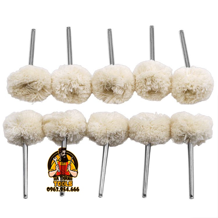 Bộ 10 Đầu Len Đánh Bóng Chân 3ly (3x25mm) - Phụ Kiện Máy Khoan Mài Khắc Mini