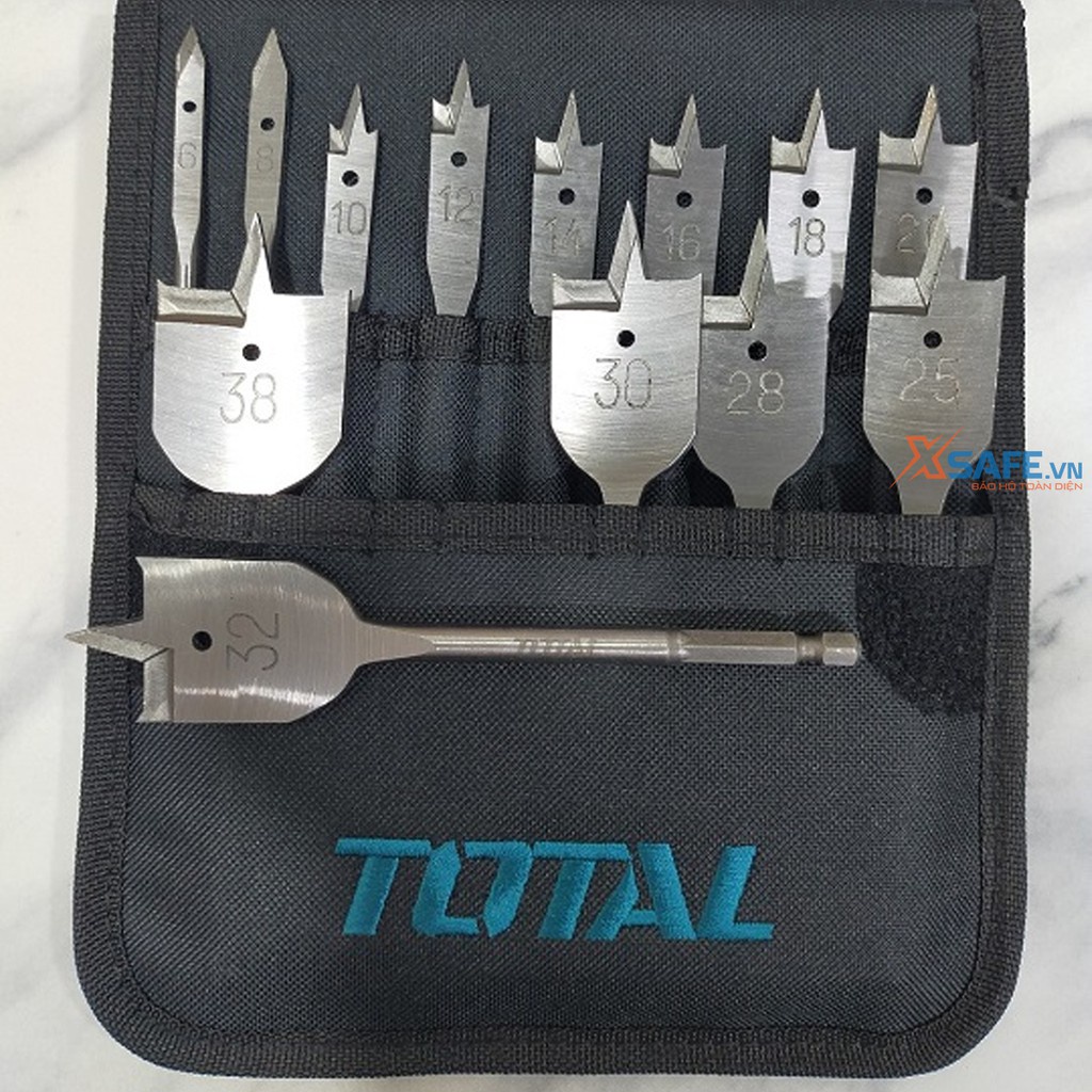 Combo 13 mũi khoan gỗ đầu dẹp TOTAL TACSD70131 chính hãng, mũi khoan gỗ đuôi lục giác chiều dài 152mm, thiết kế an toàn