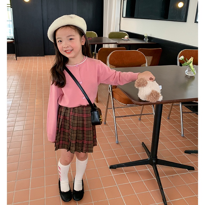 Áo cadigan cho bé gái DINOKING Áo khoác len cardigan trẻ em mùa thu đông 2022 phong cách Hàn Quốc 2 - 8 tuổi AL04