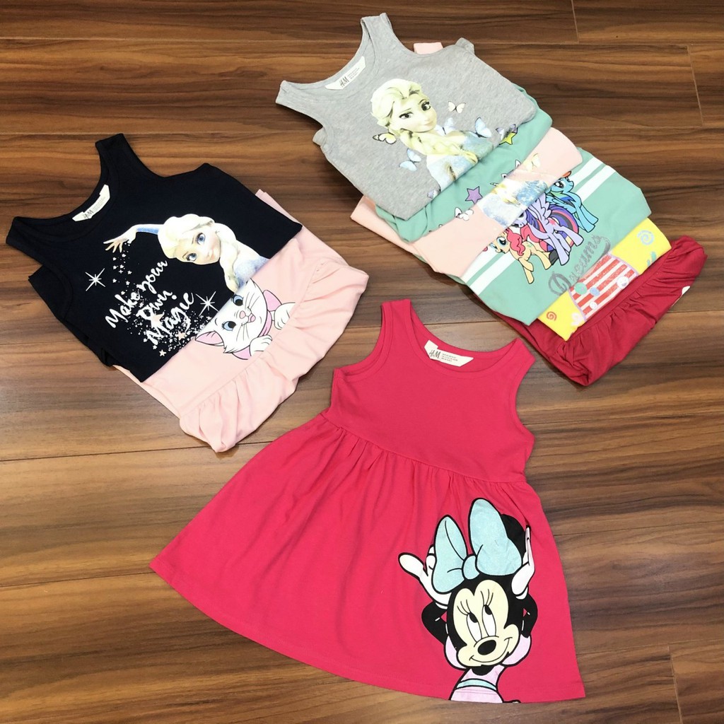 Lẻ size Sale Váy Elsa,Pony,Mickey,Peppa cho bé gái 2-10 tuổi của H&M cotton mềm mát