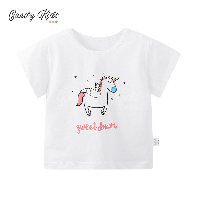 Áo Thun Tay Ngắn Màu Trắng Chất Liệu Vải Cotton Dễ Thương Dành Cho Bé 0-8 Tuổi