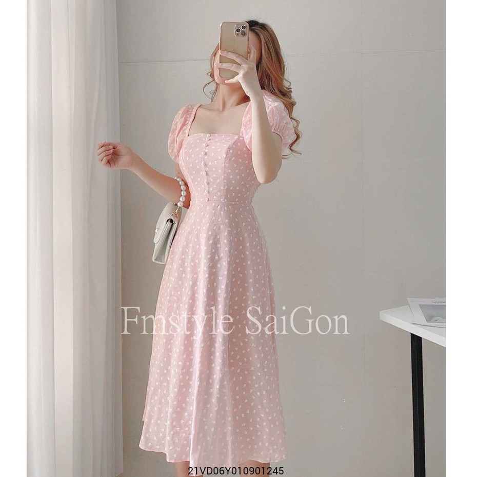 Đầm tay phồng phối nút ngọc có lót ullzang thời trang nữ FMStyle SaiGon 21VD06Y010901