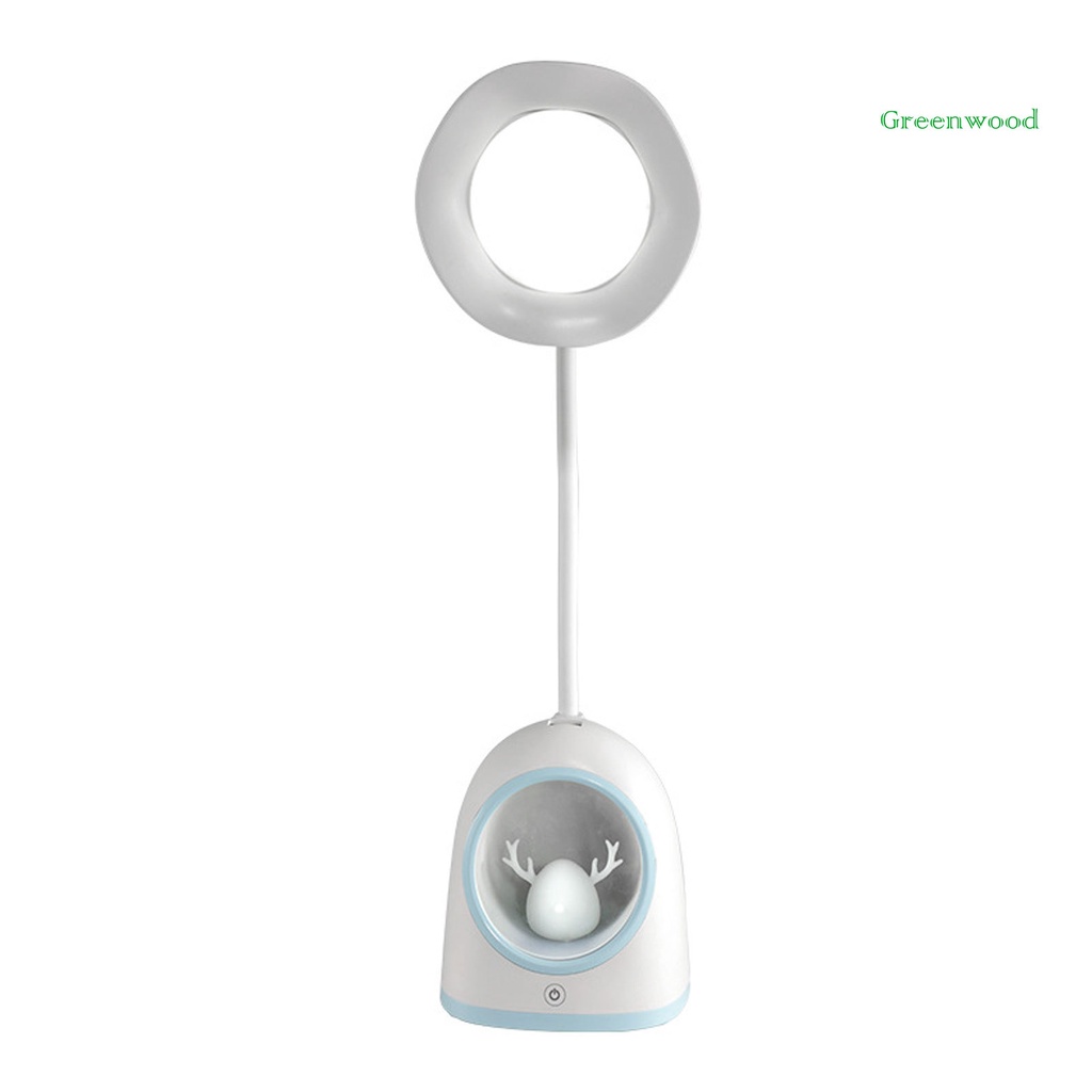 【Green】Eye Protection LED Snow Deer Desk Lamp Rechargeable Student Reading Night Light