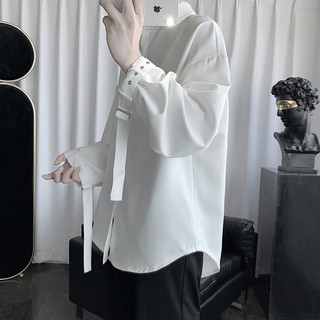 (A33) Áo sơ mi đen trắng thiết kế cổ tay độc lạ