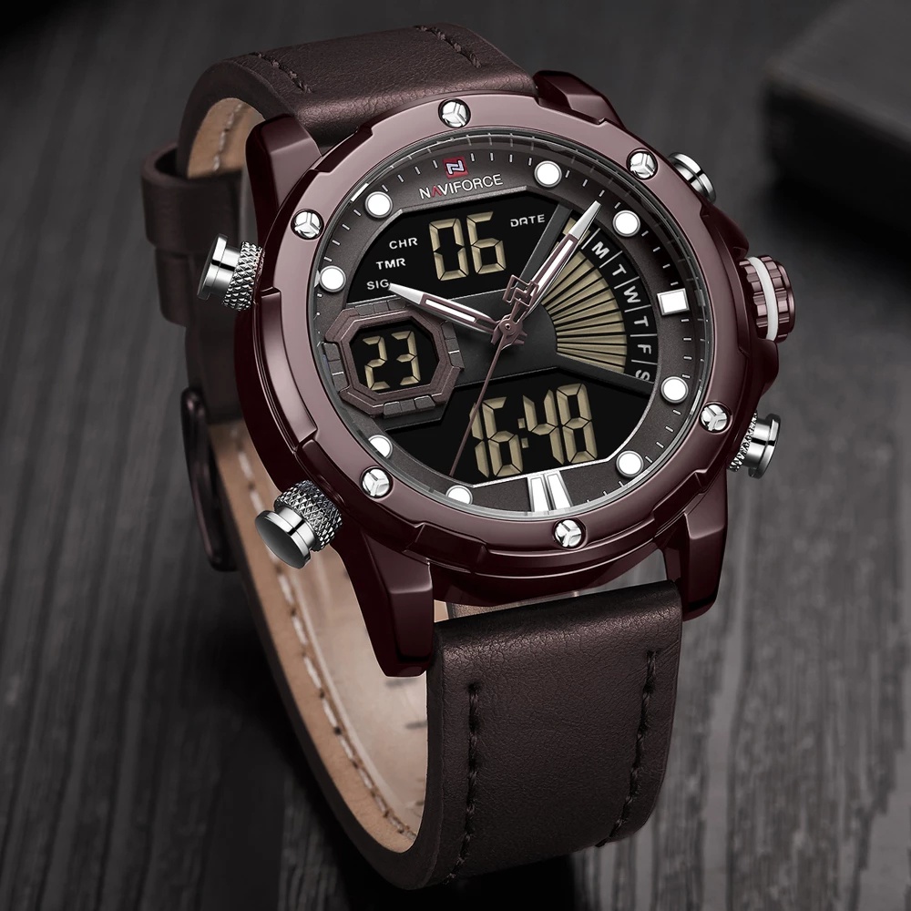 Naviforce Đồng Hồ Quartz Chạy Kim Chống Thấm Nước Với Dây Đeo Da 9172L
