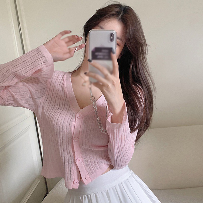 Áo Khoác Cardigan Dệt Kim Tay Dài Dáng Rộng