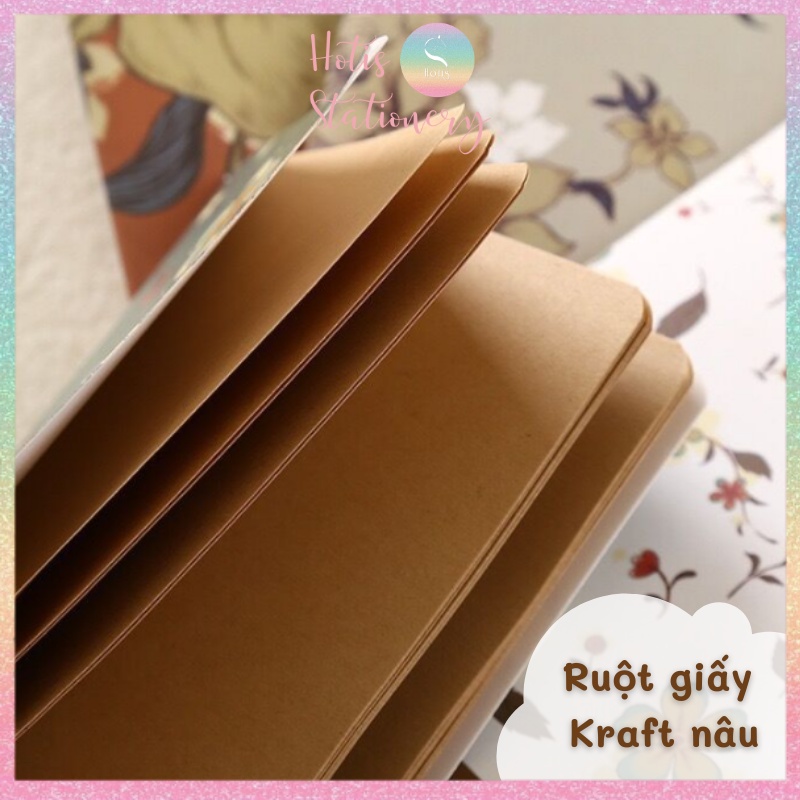 [HOTIS] Sổ tay mini vintage STYLE hoa văn cổ điển giấy kraft nâu - Khổ 17.2x9cm - 48 trang