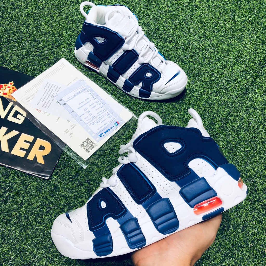 Giày Uptempo trắng xanh nam nữ size 36-44 + full box + bill + tặng tất