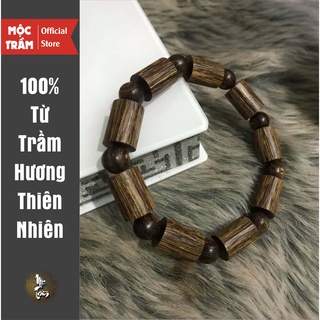 Vòng tay trầm hương sánh chìm hạt đốt trúc - phôi chất lượng cao - bền thơm vĩnh viễn