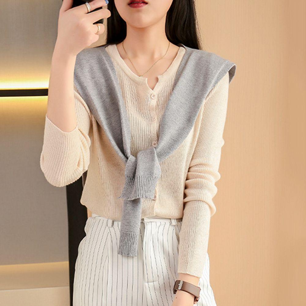 Khăn Choàng Cổ Dệt Kim Họa Tiết Kẻ Sọc Trắng Đen Thanh Lịch Cho Nữ
