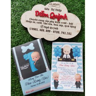 Thiệp thôi nôi. Mẫu baby boss. Siêu kute