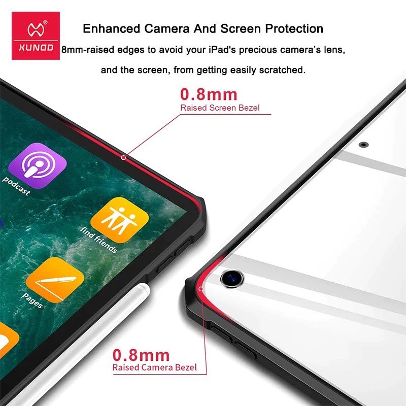 Ốp lưng XUNDD iPad Mini 6 / Mini 5/4 (BEETLE SERIES) - Chống shock, Mặt lưng trong suốt, Viền TPU