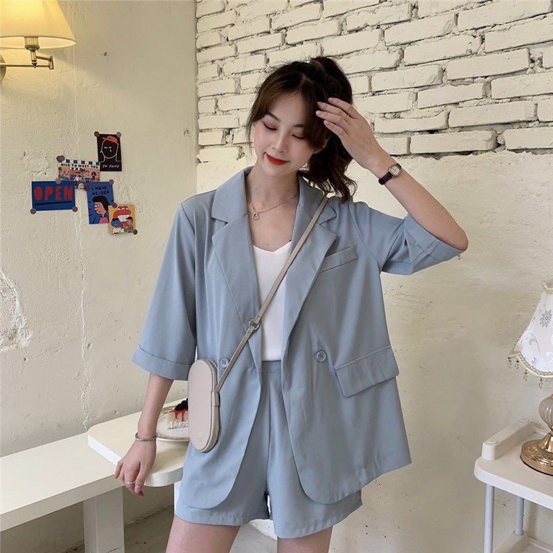 Women's Korean style suit suit casual loose suit jacket shorts two-piece suit