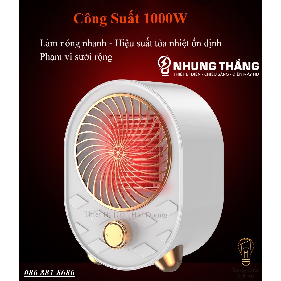 Máy Sưởi Để Bàn MS-66991 - Công Nghệ Sưởi Gốm PTC - Làm Nóng Nhanh -Tích Hợp Tản Gió -Tiết Kiệm Điện