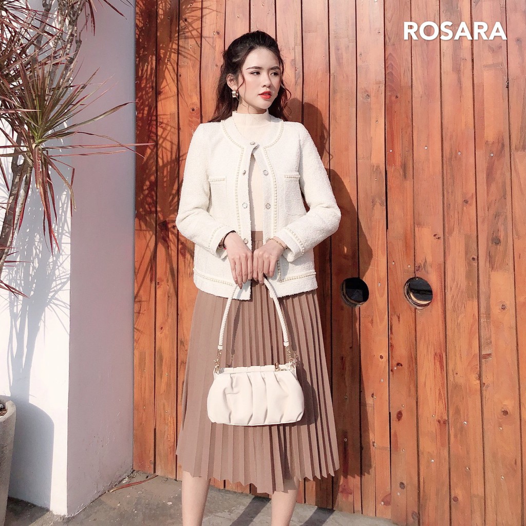 Chân váy xếp ly dài cạp chun 3 màu Rosara SP15 | BigBuy360 - bigbuy360.vn