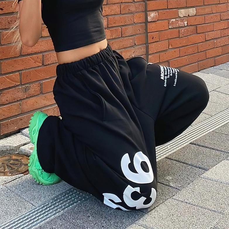 Quần jogger nỉ suông 939 ống rộng rút dây gấu unisex nam nữ thể thao hip hop dance đường phố