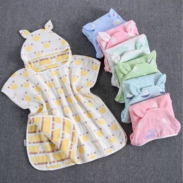 Khăn tắm có mũ cho bé khăn choàng tắm cotton khăn tắm xô đồ dùng cho bé