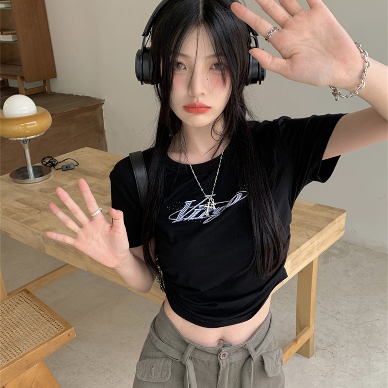 Áo Thun Nữ Cổ Tròn Ngắn Tay In Hình Thời Trang Mùa Hè