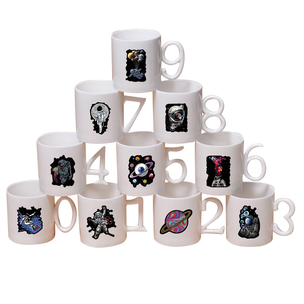 Bộ 50/25/10 Sticker Dán Trang Trí Ván Trượt/Vali/Xe Máy Hình Phi Hành Gia Graffiti