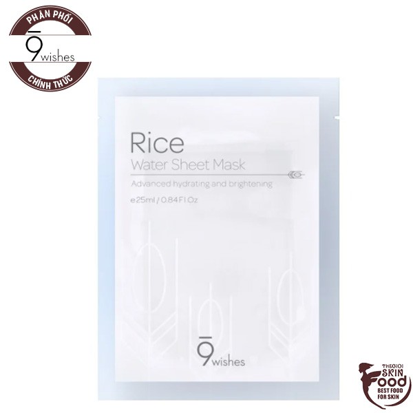 Mặt Dạ Miếng Dưỡng Ẩm, Làm Sáng Da Chiết Xuất Gạo 9 Wishes Rice Water Sheet Mask 25ml