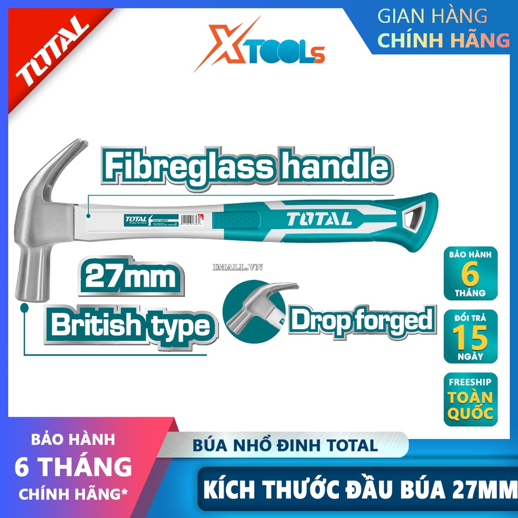Búa nhổ đinh kiểu Anh TOTAL THT73227 | búa cầm tay mini Kích thước: 27mm dùng để thực hiện thao tác nhổ đinh một cách nh