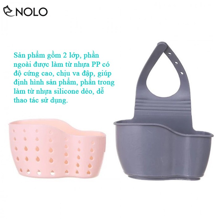 Combo 2 Giỏ Mini Treo Vòi Rửa Chén Đựng Vật Dụng Chùi Xoong Xà Bông Loại Dày 2 Lớp Chất Liệu Nhựa PP Nhựa Cao Su