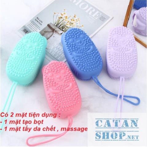 Bông Tắm Silicon Tạo Bọt Massage Hình Chuột Cute Tẩy Da Chết 2 Mặt