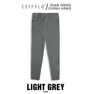 Quần Khaki Túi Jeans trơn Xám Nhạt CEFFYLO, Form Slimfit, Co Giãn