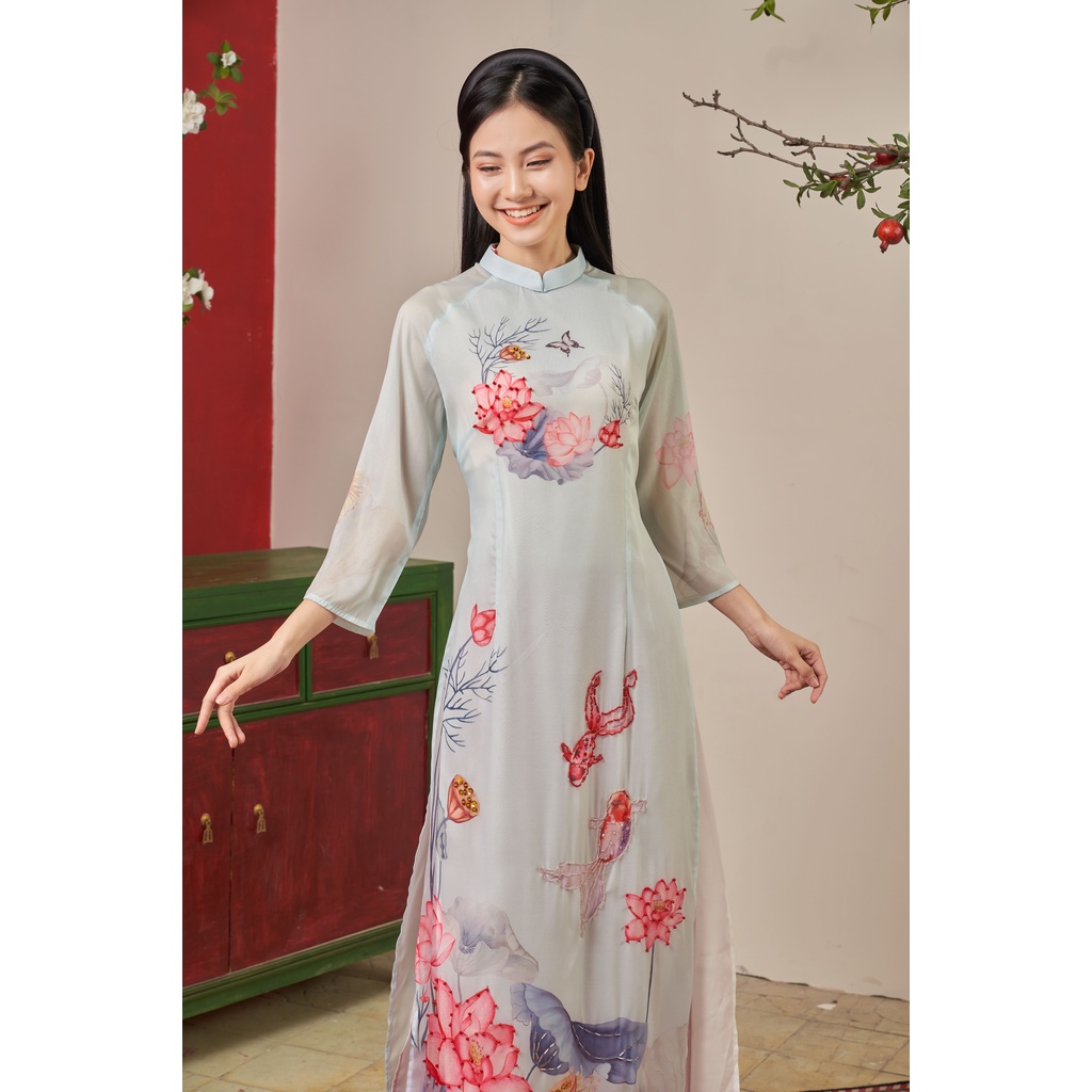 Áo cách tân sang chảnh 🎀FREESHIP🎀 Áo dài cách tân đỏ phối hoa chân