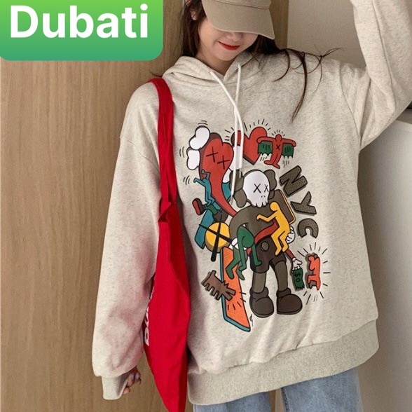 Áo Khoác Hoodie Phối Nón, Áo Nỉ In Họa Tiết Hoạt Hình Kwash Unisex Nam Nữ Thời Trang- DUBATI FASHION