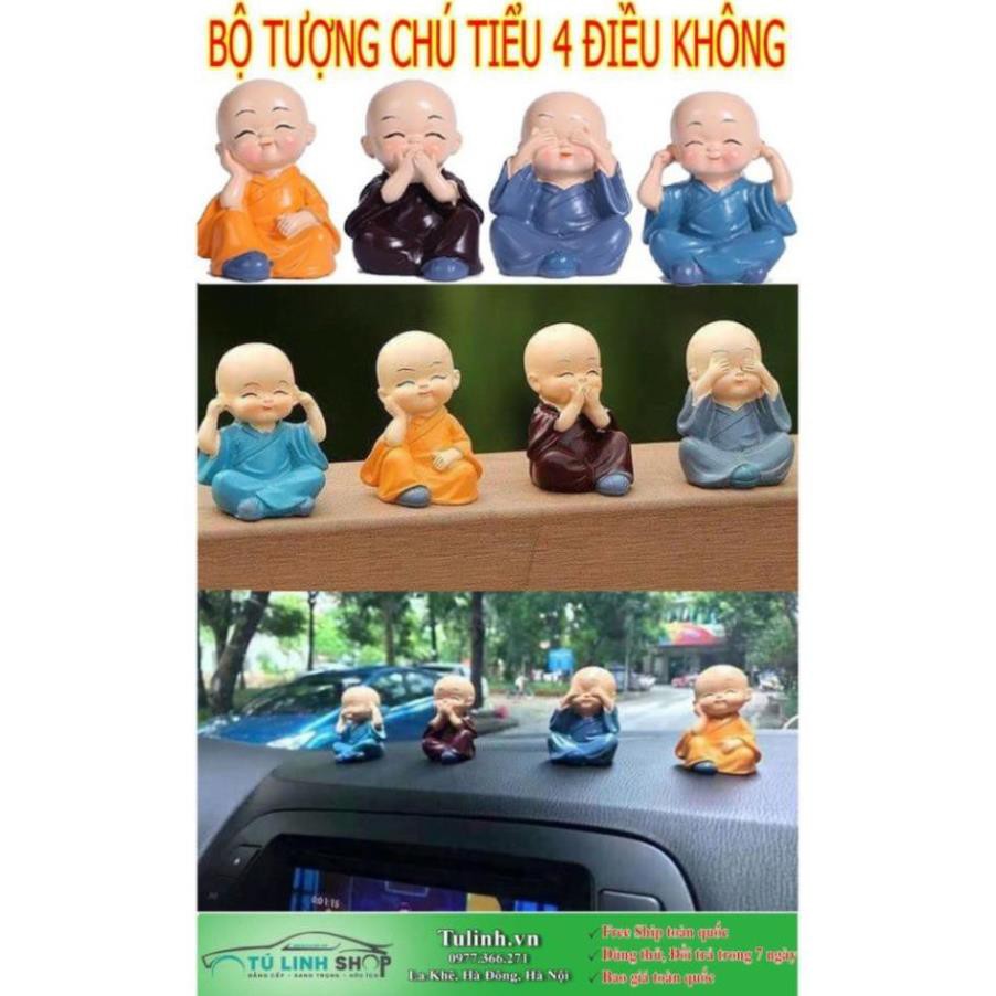 Bộ Tượng 4 Điều Không Hình Các Chú Tiểu Rất Ý Nghĩa Để Bàn Làm Việc, Xe Ô Tô