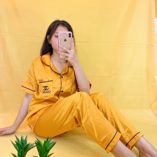 Đồ bộ mặc nhà phi lụa tay ngắn quần dài 12