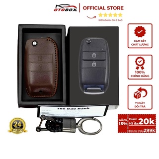 Bọc chìa khoá ô tô da thật kia morning, soluto chìa gập 2 nút, bao da chìa khoá ô tô da cao cấp chống xước OTOBOX